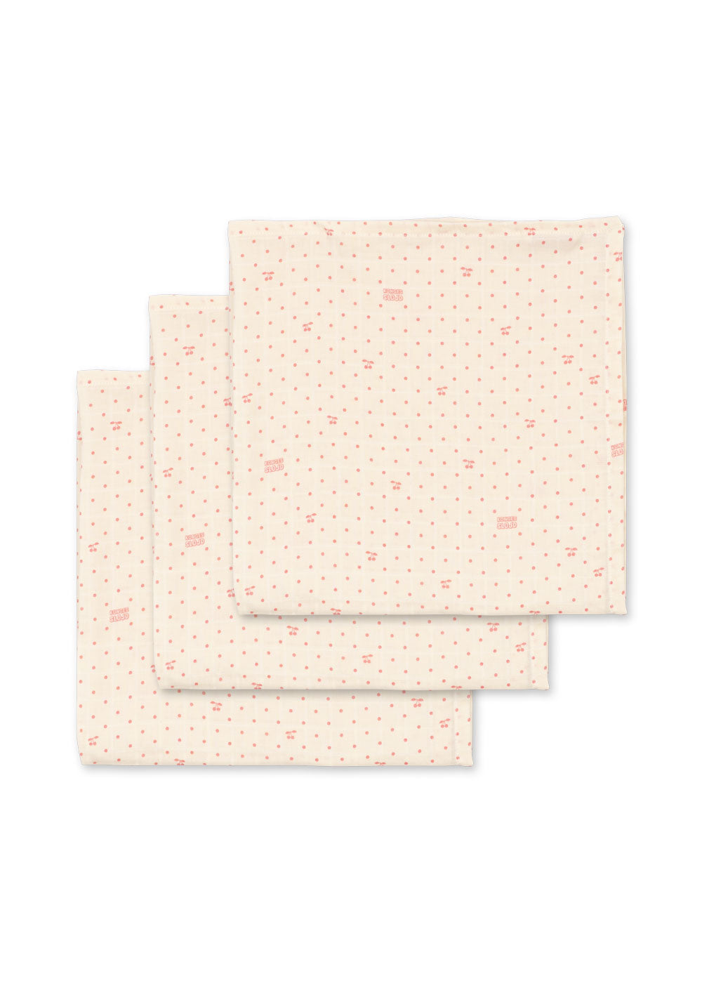 Set 3 Scutece din Muselina de Bumbac Organic, Cherry Dot