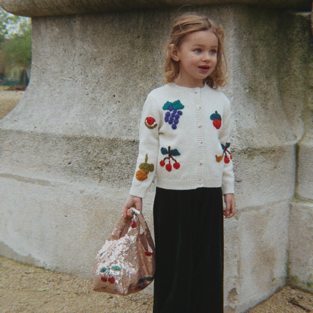Cardigan Tricotat din Lana Fruity, Bej