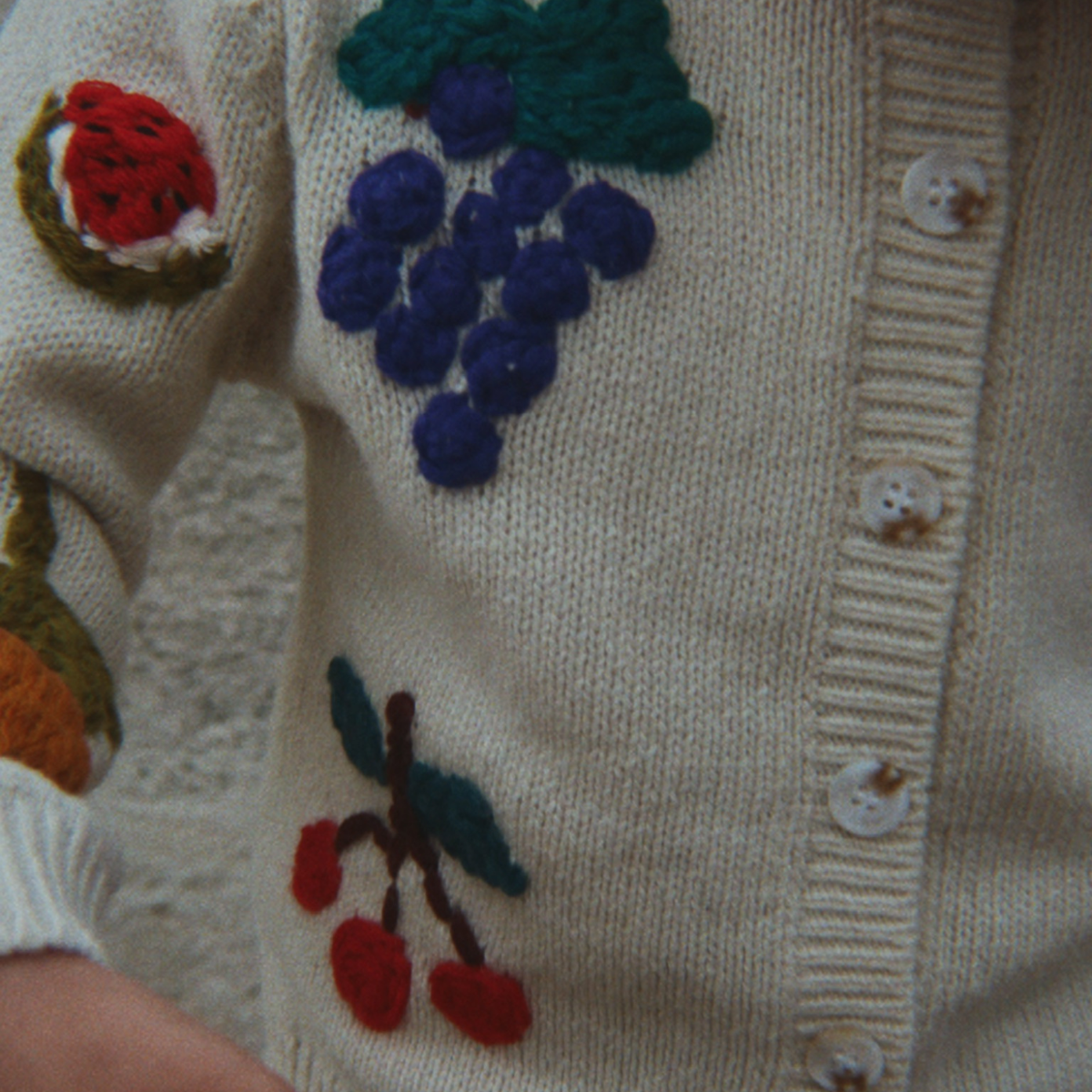 Cardigan Tricotat din Lana Fruity, Bej