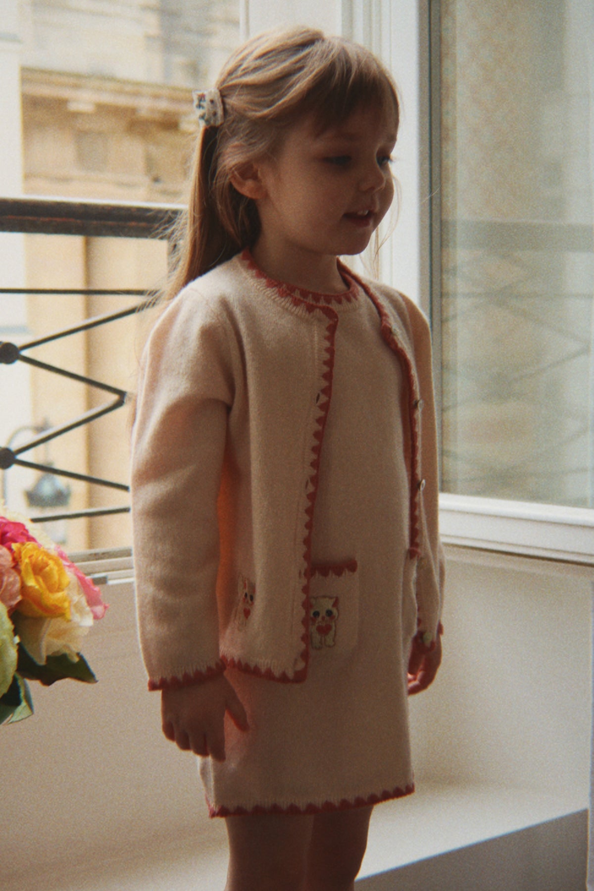 Cardigan Tricotat din Lana Collette, Roz